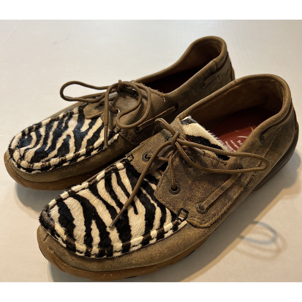 Twisted X Zebra‎ Hair On Hide Boat Shoes Moc Toe Women's 7.5 - WDM0142
